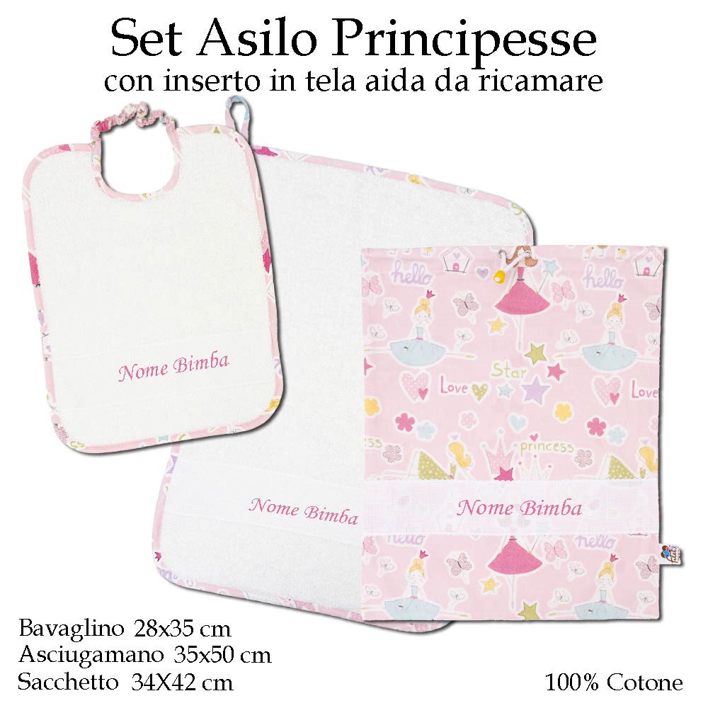 Sacchetto asilo bimba fate turchine Set asilo personalizzato