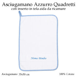 Asciugamano Scuola Materna Azzurro Quadretti