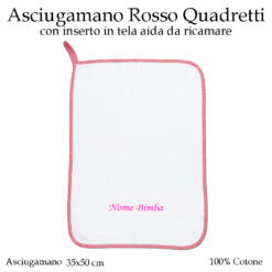 Asciugamano Scuola Materna Rosso Quadretti