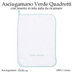 Asciugamano Scuola Materna Verde Quadretti