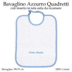 Bavaglino Scuola Materna Azzurro Quadretti