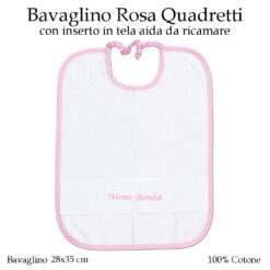 Bavaglino Scuola Materna Rosa Quadretti