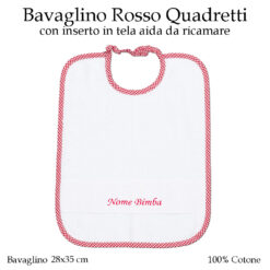 Bavaglino Scuola Materna Rosso Quadretti