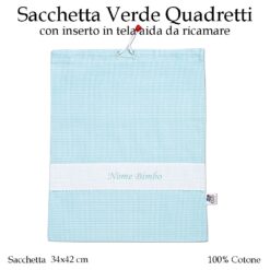 Sacchetta Scuola Materna Verde Quadretti