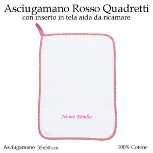 Set-asilo-rosso-quadretti-AS02-01-componente-asciugamano