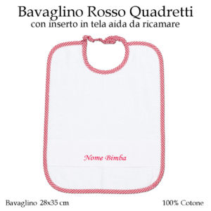 Set-asilo-rosso-quadretti-AS02-01-componente-bavaglino