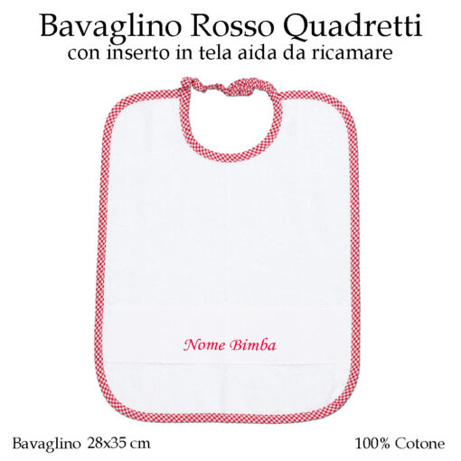 Set-asilo-rosso-quadretti-AS02-01-componente-bavaglino