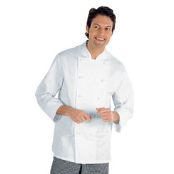 Giacca cuoco chef classica isacco 057000 livorno colore bianco cotone bottoni antipanico