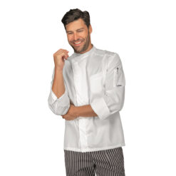 Giacca cuoco chef bilbao Isacco 059309 - colore bianco cotone satin uomo