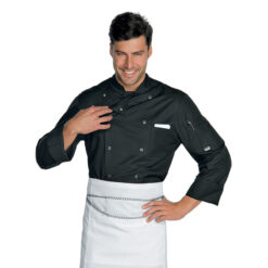 Giacca cuoco chef Isacco 058001 - colore nero bottoni a pressione - uomo