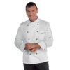 Giacca cuoco chef Panama Isacco 058211 - colore bianco+nero - cotone satin - slim uomo