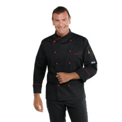 Giacca cuoco chef Panama Isacco 058207 - colore nero+rosso - slim uomo