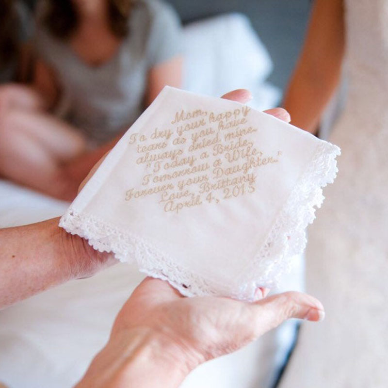 Fazzoletto dedica mamma sposo personalizzato con scritta per matrimonio