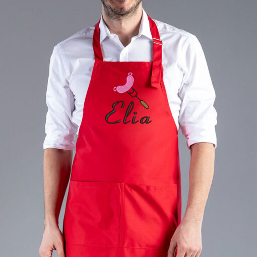 grembiule personalizzato con nome elia e salsiccia infilzata