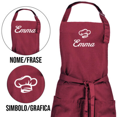 grembiule personalizzato con nome bordeaux