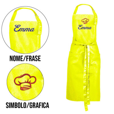 grembiule personalizzato con nome giallo fluo lime