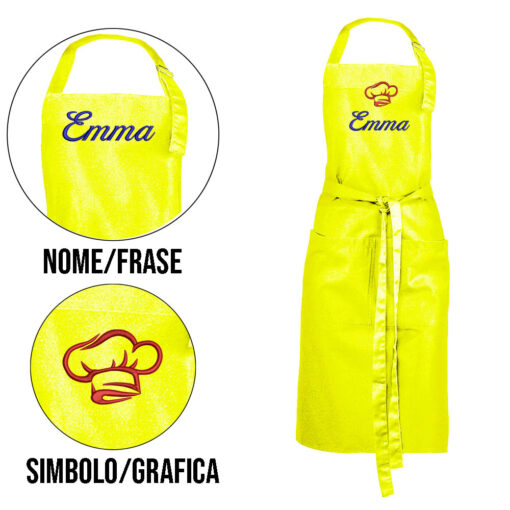 grembiule personalizzato con nome giallo fluo lime