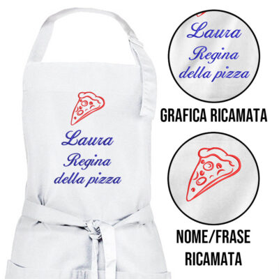 grembiule personalizzato ricamato bianco