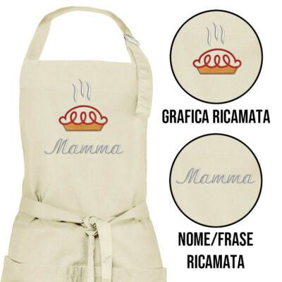 grembiule personalizzato ricamato natural con grafica scritta