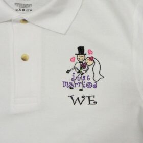 polo personalizzata con disegno matrimonio