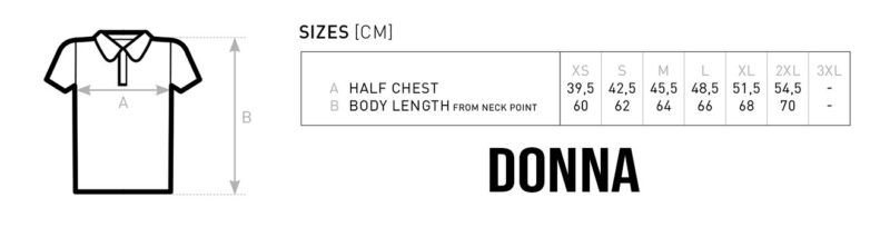 tabella taglie polo donna con nome barca personalizzato