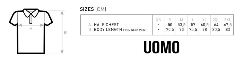 tabella taglie polo uomo con nome barca