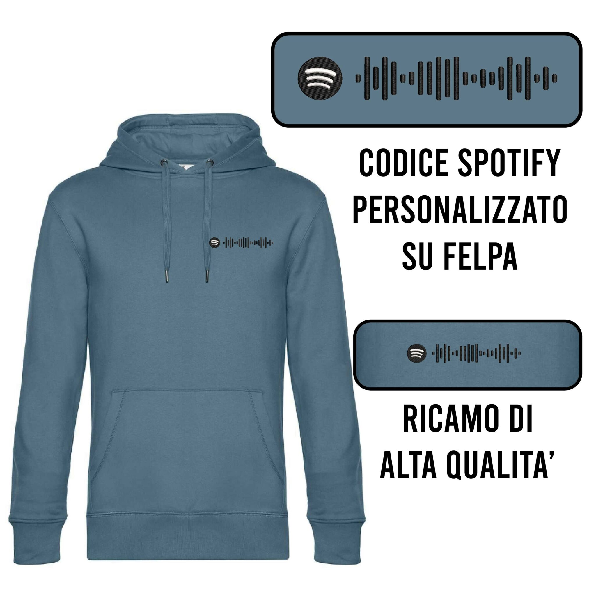 Felpa Con Cappuccio Classica Personalizzata Ricamata - Foto 4