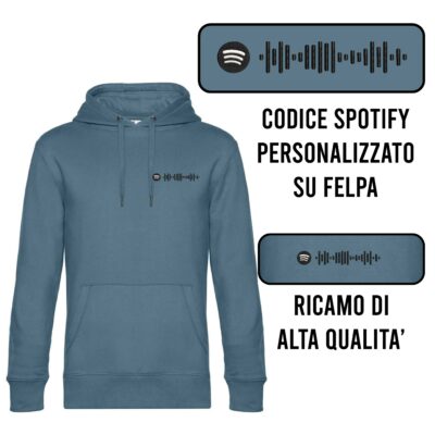 Felpa codice spotify ricamato personalizzato