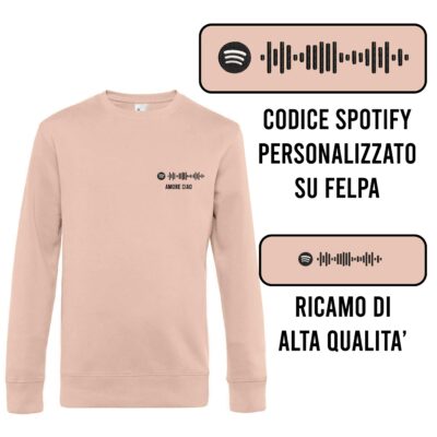 Felpa codice spotify ricamato personalizzato girocollo