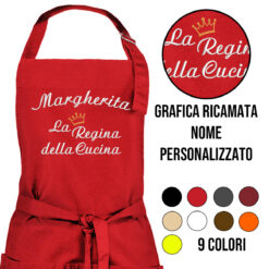 Grembiule La Regina della Cucina ricamato personalizzato