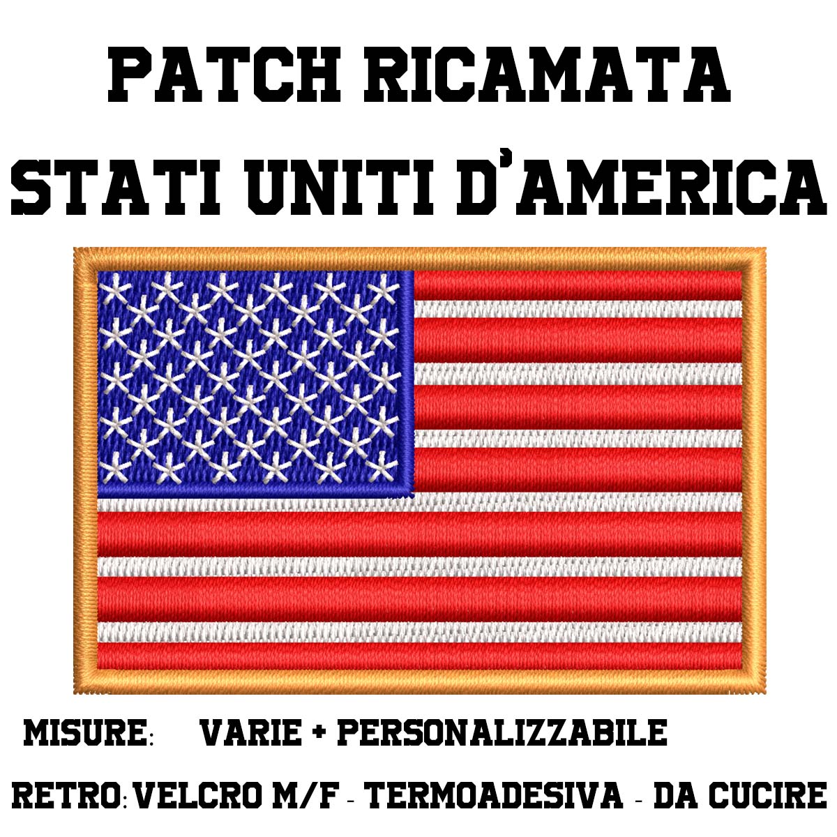 Patch bandiera Stati Uniti d'America USA ricamata