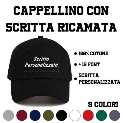 Cappellino con scritta ricamata nero