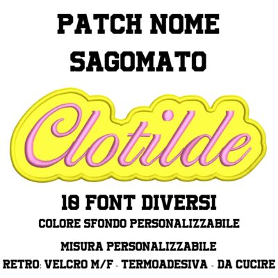 Patch nome sagomato ricamata