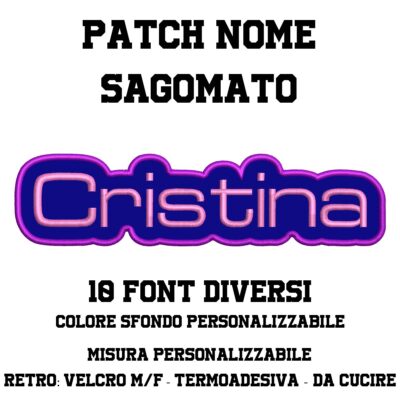 patch nome sagomato sfondo blu