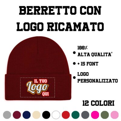 Berretto invernale personalizzato con logo bordeaux