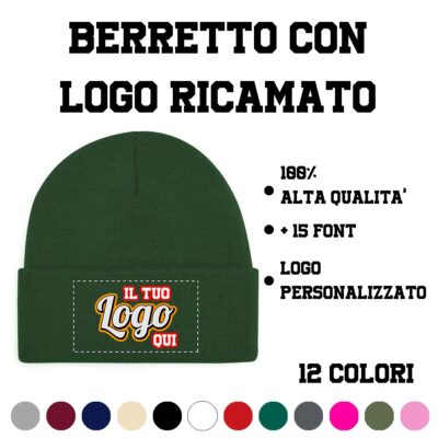 Berretto invernale personalizzato con logo verde bottiglia