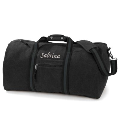 borsone in canvas con nome personalizzato nero sabrina