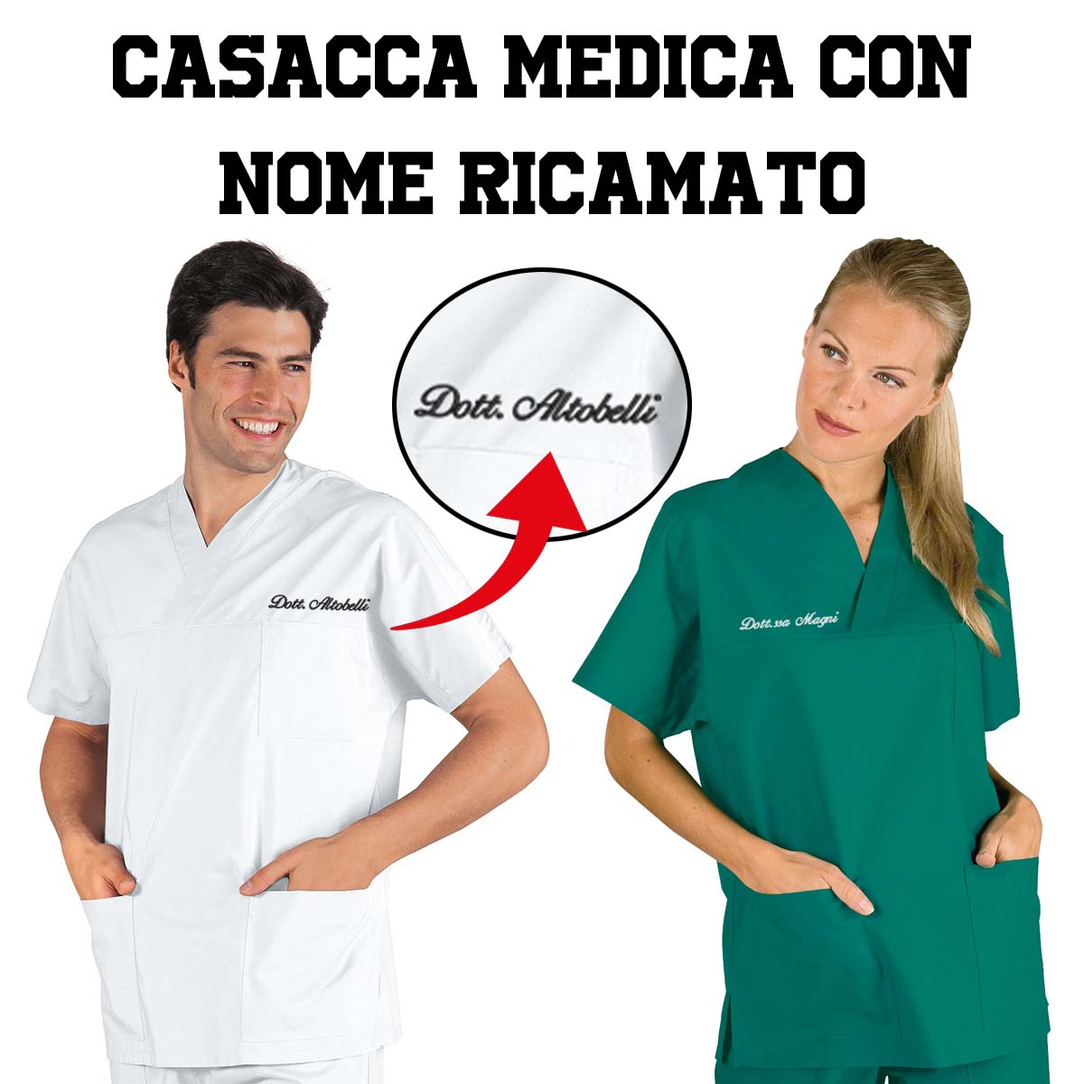 Casacca medica con nome ricamato