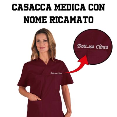 casacca medica nome ricamato dottoressa