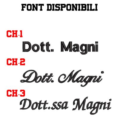 casacca medica nome ricamato font disponibili