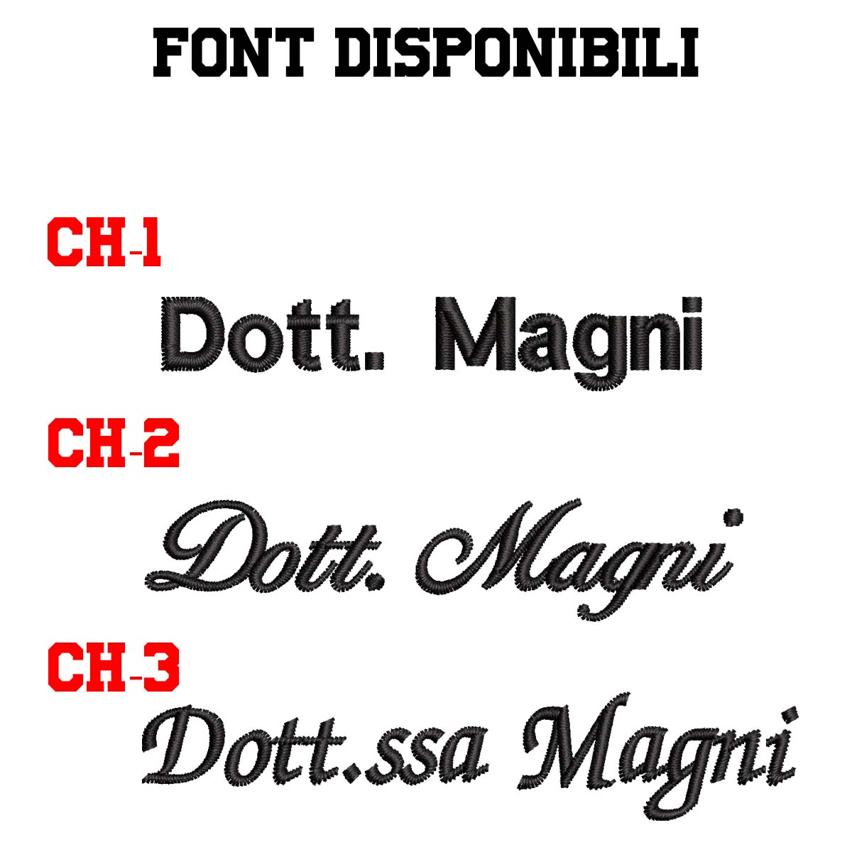 casacca medica nome ricamato font disponibili