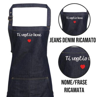 Grembiule Jeans ricamato personalizzato