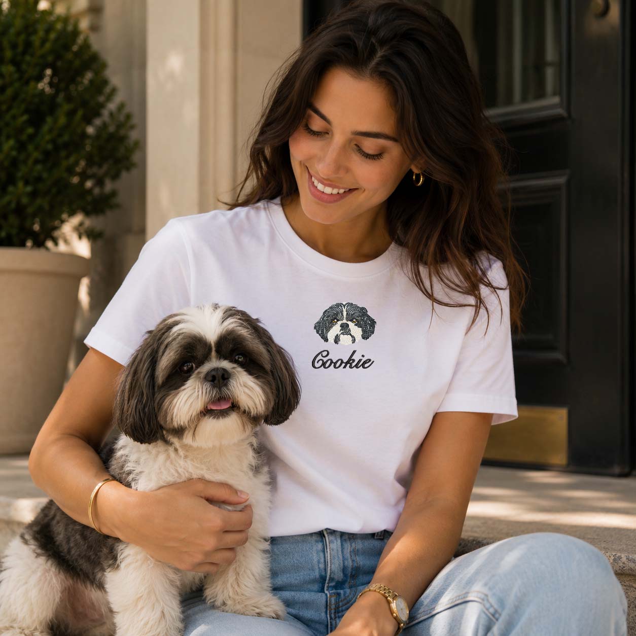 T-shirt-ricamta-cane-shih-tzu